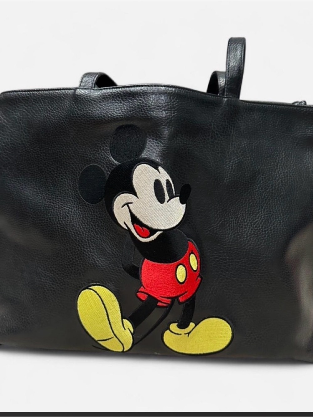 Black Tote Bag with Mickey Mouse Graphic